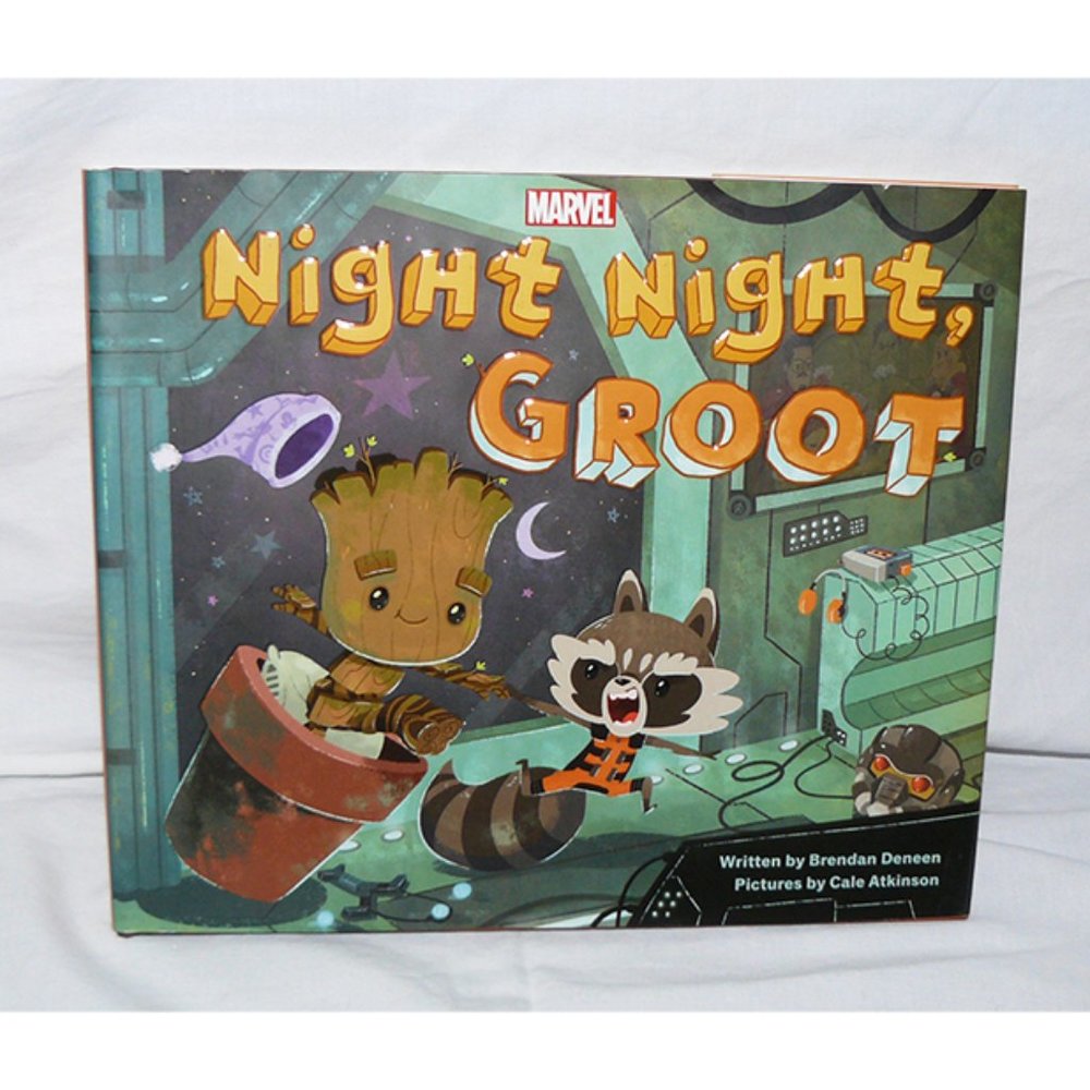 Night Night, Groot Hard Cover Book – Illustrated, 2018 by Brendan Deneen, EUC